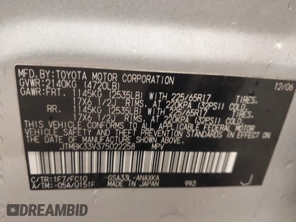 ✅ 2007 Toyota RAV4 • VIN: JTMBK33V375022258 • Лот: 42426883. Опубликован ранее на IAAI с пробегом 211 016 миль. Бесплатный доступ к архиву аукционных продаж из США и подробный отчёт об истории автомобиля на DreamBid. Изображение 9.