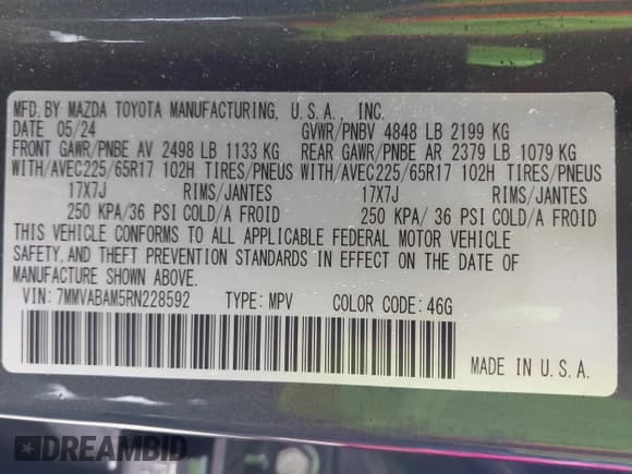 ✅ 2024 Mazda CX-50 S Select • VIN: 7MMVABAM5RN228592 • Lot: 42322018. Listed on IAAI with 19,368 mi. Free auction sales archive from the USA and detailed vehicle history report at DreamBid. Image 9.