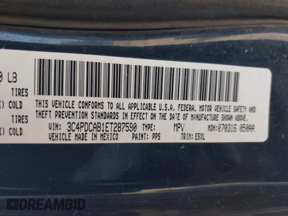 ✅ 2014 Dodge Journey American Value • VIN: 3C4PDCAB1ET287590 • Lot: 43072351. Listed on IAAI with 149,217 mi. Free auction sales archive from the USA and detailed vehicle history report at DreamBid. Image 9.