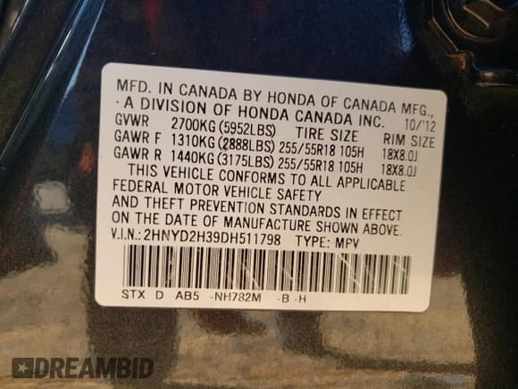 ✅ 2013 Acura MDX Technology • VIN: 2HNYD2H39DH511798 • Lot: 92372515. Listed on Copart with 204,882 mi. Free auction sales archive from the USA and detailed vehicle history report at DreamBid. Image 13.