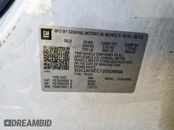 ✅ 2018 Chevrolet Silverado 1500 LTZ • VIN: 3GCUKSEC7JG536936 • Lot: 70294205. Listed on Copart with 158,903 mi. Free auction sales archive from the USA and detailed vehicle history report at DreamBid. Image 12.