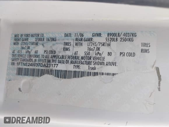 ✅ 2007 Ford Econoline Cargo Commercial • VIN: 1FTNE24W37DA23177 • Лот: 42735491. Опубликован ранее на IAAI с пробегом 169 963 миль. Бесплатный доступ к архиву аукционных продаж из США и подробный отчёт об истории автомобиля на DreamBid. Изображение 9.