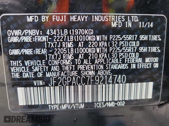 ✅ 2015 Subaru Crosstrek Premium • VIN: JF2GPACC7F9214740 • Lot: 71695525. Wystawiony na Copart z przebiegiem 90 094 mil. Bezpłatny archiwum sprzedaży aukcyjnych z USA i szczegółowy raport historii pojazdu na DreamBid. Zdjęcie 14.