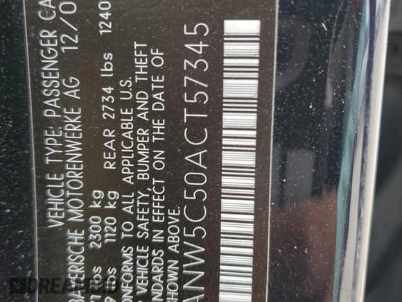 ✅ 2010 BMW 5 Series 550i • VIN: WBANW5C50ACT57345 • Лот: 52147555. Опубликован ранее на Copart с пробегом 118 863 миль. Бесплатный доступ к архиву аукционных продаж из США и подробный отчёт об истории автомобиля на DreamBid. Изображение 12.