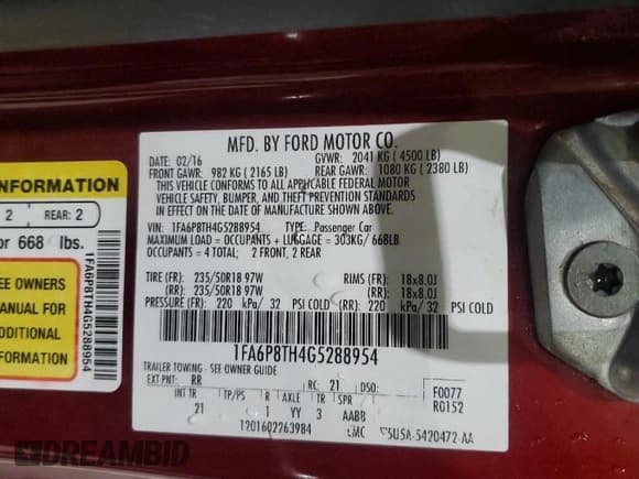 ✅ 2016 Ford Mustang EcoBoost • VIN: 1FA6P8TH4G5288954 • Lot: 84958215. Listed on Copart with 113,230 mi. Free auction sales archive from the USA and detailed vehicle history report at DreamBid. Image 13.