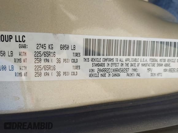 ✅ 2010 Chrysler Town & Country LX • VIN: 2A4RR2D1XAR450297 • Lot: 42807756. Wystawiony na IAAI z przebiegiem 221 110 mil. Bezpłatny archiwum sprzedaży aukcyjnych z USA i szczegółowy raport historii pojazdu na DreamBid. Zdjęcie 9.