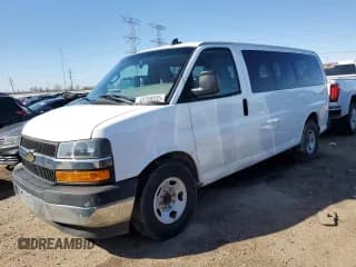 ✅ 2018 Chevrolet Express Passenger LS • VIN: 1GAWGEFG9J1342056 • Lot: 48399935. Listed on Copart with 107,758 mi. Free auction sales archive from the USA and detailed vehicle history report at DreamBid. Image 1.