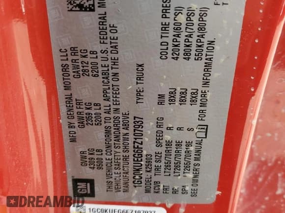 ✅ 2015 Chevrolet Silverado 2500HD Work Truck • VIN: 1GC0KUEG6FZ107937 • Lot: 65411405. Listed on Copart with 54,587 mi. Free auction sales archive from the USA and detailed vehicle history report at DreamBid. Image 12.