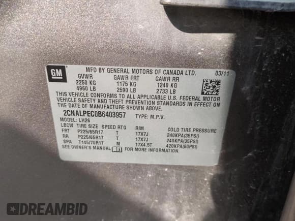 ✅ 2011 Chevrolet Equinox 2LT • VIN: 2CNALPEC0B6403957 • Лот: 70220854. Опубликован ранее на Copart с пробегом 127 890 миль. Бесплатный доступ к архиву аукционных продаж из США и подробный отчёт об истории автомобиля на DreamBid. Изображение 15.