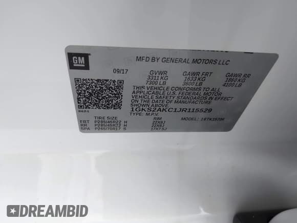 ✅ 2018 GMC Yukon SLE • VIN: 1GKS2AKC1JR115529 • Лот: 42283833. Опубликован ранее на IAAI с пробегом Не указан. Бесплатный доступ к архиву аукционных продаж из США и подробный отчёт об истории автомобиля на DreamBid. Изображение 9.