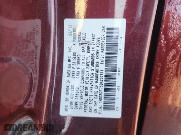 ✅ 2013 Honda Accord EX • VIN: 1HGCR2F75DA202644 • Лот: 90928555. Опубликован ранее на Copart с пробегом 205 077 миль. Бесплатный доступ к архиву аукционных продаж из США и подробный отчёт об истории автомобиля на DreamBid. Изображение 12.