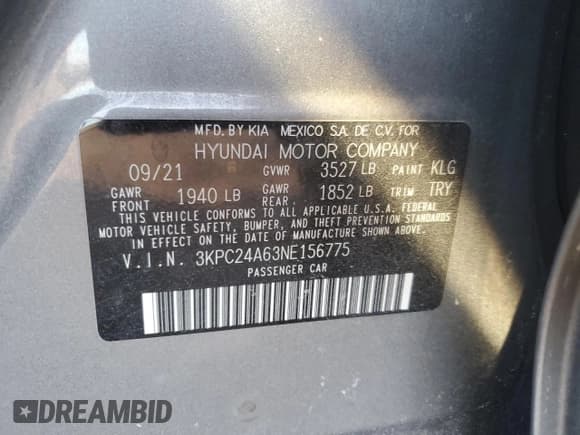 ✅ 2022 Hyundai Accent SE • VIN: 3KPC24A63NE156775 • Лот: 42562295. Опубликован ранее на Copart с пробегом 57 145 миль. Бесплатный доступ к архиву аукционных продаж из США и подробный отчёт об истории автомобиля на DreamBid. Изображение 14.