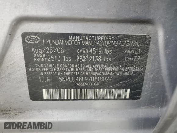 ✅ 2007 Hyundai Sonata SE • VIN: 5NPEU46F97H218027 • Лот: 74915864. Опубликован ранее на Copart с пробегом 145 320 миль. Бесплатный доступ к архиву аукционных продаж из США и подробный отчёт об истории автомобиля на DreamBid. Изображение 12.