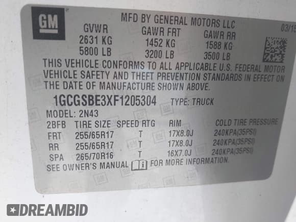 ✅ 2015 Chevrolet Colorado 2WD LT • VIN: 1GCGSBE3XF1205304 • Лот: 43526555. Опубликован ранее на IAAI с пробегом 179 048 миль. Бесплатный доступ к архиву аукционных продаж из США и подробный отчёт об истории автомобиля на DreamBid. Изображение 9.