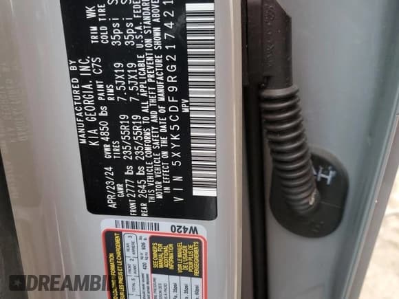 ✅ 2024 Kia Sportage SX-Prestige • VIN: 5XYK5CDF9RG217421 • Lot: 42293205. Listed on Copart with 8,515 mi. Free auction sales archive from the USA and detailed vehicle history report at DreamBid. Image 15.