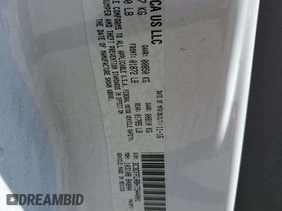 ✅ 2017 FIAT 500 Pop • VIN: 3C3CFFLR8HT544001 • Lot: 49468035. Listed on Copart with 57,079 mi. Free auction sales archive from the USA and detailed vehicle history report at DreamBid. Image 13.