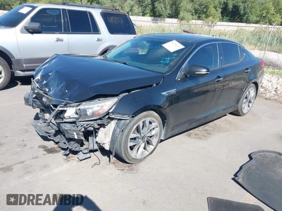 ✅ 2014 Kia Optima SXL Turbo • VIN: 5XXGR4A61EG263327 • Lot: 43278103. Listed on IAAI with 168,427 mi. Free auction sales archive from the USA and detailed vehicle history report at DreamBid. Image 2.