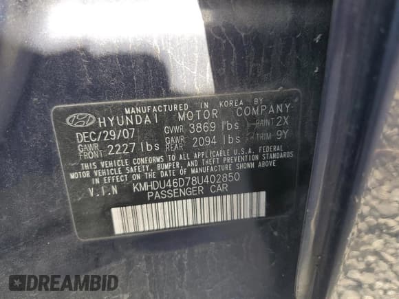 ✅ 2008 Hyundai Elantra GLS • VIN: KMHDU46D78U402850 • Лот: 89485955. Опубликован ранее на Copart с пробегом 190 429 миль. Бесплатный доступ к архиву аукционных продаж из США и подробный отчёт об истории автомобиля на DreamBid. Изображение 12.