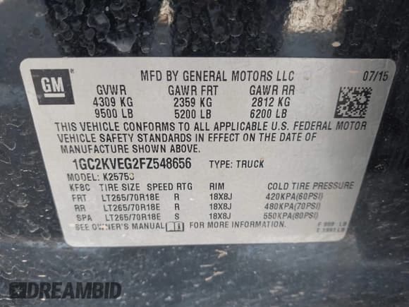 ✅ 2015 Chevrolet Silverado 2500HD LT • VIN: 1GC2KVEG2FZ548656 • Lot: 42496634. Wystawiony na IAAI z przebiegiem 248 812 mil. Bezpłatny archiwum sprzedaży aukcyjnych z USA i szczegółowy raport historii pojazdu na DreamBid. Zdjęcie 9.