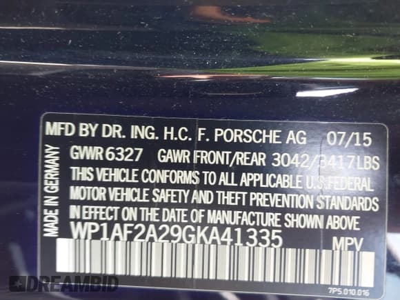 ✅ 2016 Porsche Cayenne Diesel • VIN: WP1AF2A29GKA41335 • Lot: 42279105. Listed on IAAI with 132,519 mi. Free auction sales archive from the USA and detailed vehicle history report at DreamBid. Image 9.