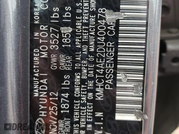 ✅ 2013 Hyundai Accent GLS • VIN: KMHCT4AE2DU400478 • Лот: 80780554. Опубликован ранее на Copart с пробегом 190 120 миль. Бесплатный доступ к архиву аукционных продаж из США и подробный отчёт об истории автомобиля на DreamBid. Изображение 12.