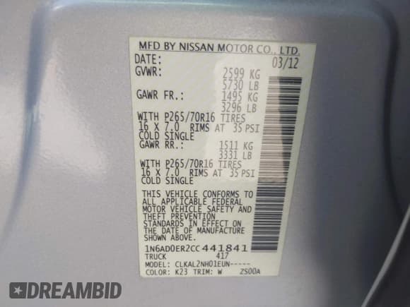 ✅ 2012 Nissan Frontier SV • VIN: 1N6AD0ER2CC441841 • Лот: 43144385. Опубликован ранее на IAAI с пробегом 167 814 миль. Бесплатный доступ к архиву аукционных продаж из США и подробный отчёт об истории автомобиля на DreamBid. Изображение 9.