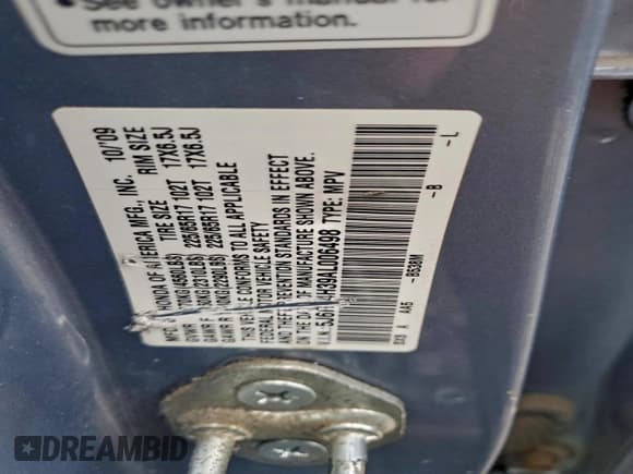 ✅ 2010 Honda CR-V LX • VIN: 5J6RE4H39AL006498 • Lot: 94240125. Listed on Copart with 150,277 mi. Free auction sales archive from the USA and detailed vehicle history report at DreamBid. Image 13.