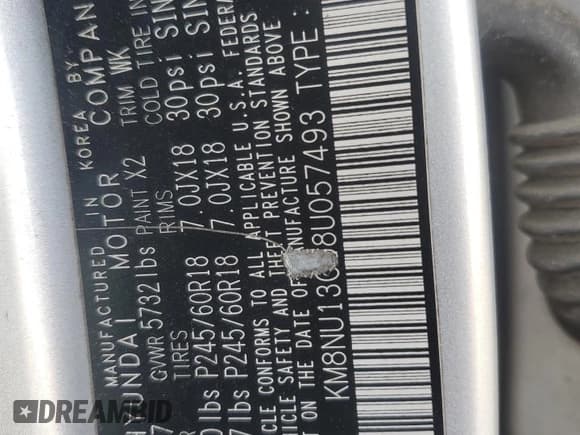 ✅ 2008 Hyundai Veracruz GLS • VIN: KM8NU13C58U057493 • Lot: 91486975. Listed on Copart with 173,505 mi. Free auction sales archive from the USA and detailed vehicle history report at DreamBid. Image 12.