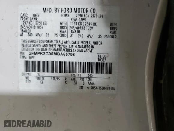 ✅ 2021 Ford Edge SE • VIN: 2FMPK3G90MBA65798 • Lot: 91720435. Wystawiony na Copart z przebiegiem 56 150 mil. Bezpłatny archiwum sprzedaży aukcyjnych z USA i szczegółowy raport historii pojazdu na DreamBid. Zdjęcie 13.