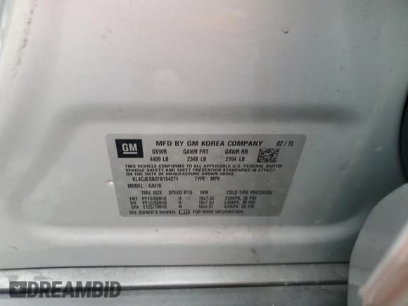 ✅ 2015 Buick Encore • VIN: KL4CJESB2FB154271 • Lot: 80117615. Listed on Copart with 67,496 mi. Free auction sales archive from the USA and detailed vehicle history report at DreamBid. Image 13.