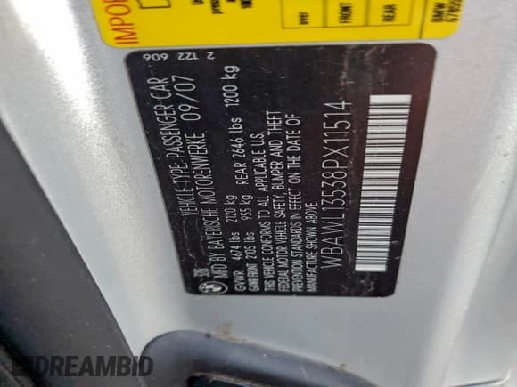 ✅ 2008 BMW 3 Series 328i • VIN: WBAWL13538PX11514 • Лот: 96127265. Опубликован ранее на Copart с пробегом 82 190 миль. Бесплатный доступ к архиву аукционных продаж из США и подробный отчёт об истории автомобиля на DreamBid. Изображение 12.