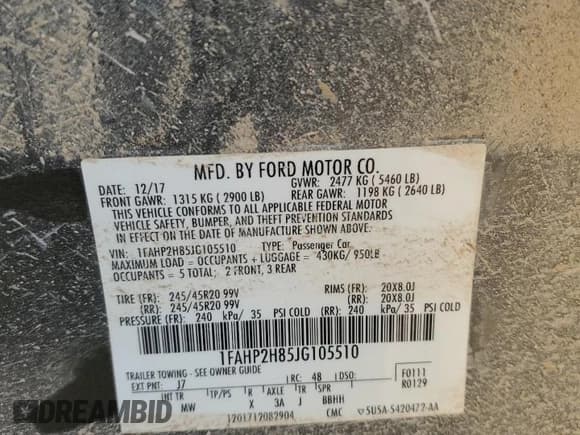 ✅ 2018 Ford Taurus SEL • VIN: 1FAHP2H85JG105510 • Лот: 59571785. Опубликован ранее на Copart с пробегом 98 642 миль. Бесплатный доступ к архиву аукционных продаж из США и подробный отчёт об истории автомобиля на DreamBid. Изображение 13.