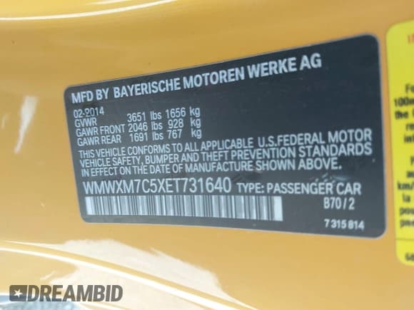 ✅ 2014 MINI Hardtop S • VIN: WMWXM7C5XET731640 • Лот: 42698349. Опубликован ранее на IAAI с пробегом 87 873 миль. Бесплатный доступ к архиву аукционных продаж из США и подробный отчёт об истории автомобиля на DreamBid. Изображение 9.