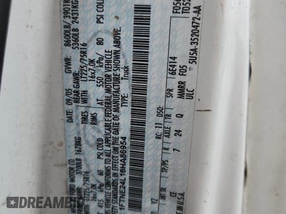 ✅ 2006 Ford Econoline Cargo • VIN: 1FTNE24L16HA86954 • Lot: 63314175. Listed on Copart with 207,701 mi. Free auction sales archive from the USA and detailed vehicle history report at DreamBid. Image 12.