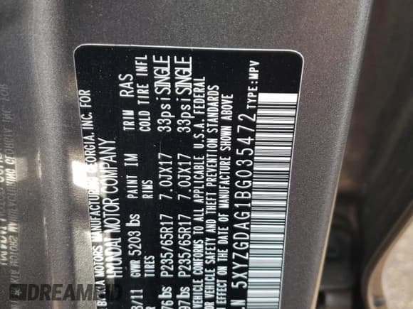 ✅ 2011 Hyundai Santa Fe GLS • VIN: 5XYZGDAG1BG035472 • Lot: 68494314. Listed on Copart with 131,799 mi. Free auction sales archive from the USA and detailed vehicle history report at DreamBid. Image 12.