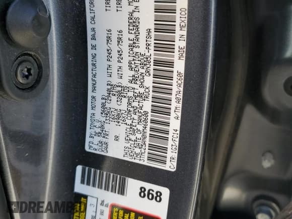 ✅ 2022 Toyota Tacoma TRD Off Road • VIN: 3TMCZ5AN0NM460600 • Lot: 83768385. Wystawiony na Copart z przebiegiem 40 187 mil. Bezpłatny archiwum sprzedaży aukcyjnych z USA i szczegółowy raport historii pojazdu na DreamBid. Zdjęcie 13.