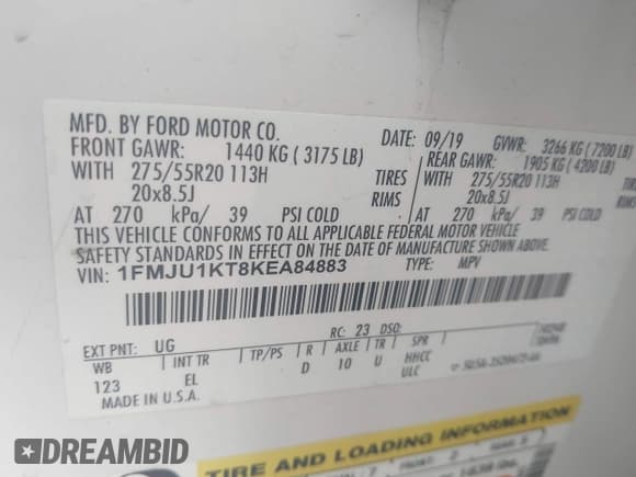 ✅ 2019 Ford Expedition Limited • VIN: 1FMJU1KT8KEA84883 • Лот: 42187759. Опубликован ранее на IAAI с пробегом 85 744 миль. Бесплатный доступ к архиву аукционных продаж из США и подробный отчёт об истории автомобиля на DreamBid. Изображение 9.