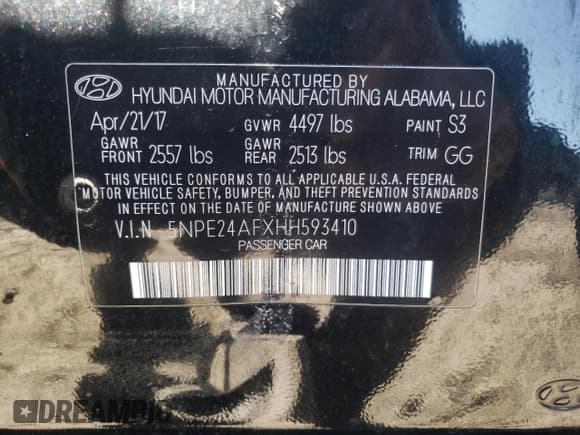 ✅ 2017 Hyundai Sonata SE • VIN: 5NPE24AFXHH593410 • Lot: 63757262. Listed on Copart with 60,458 mi. Free auction sales archive from the USA and detailed vehicle history report at DreamBid. Image 10.