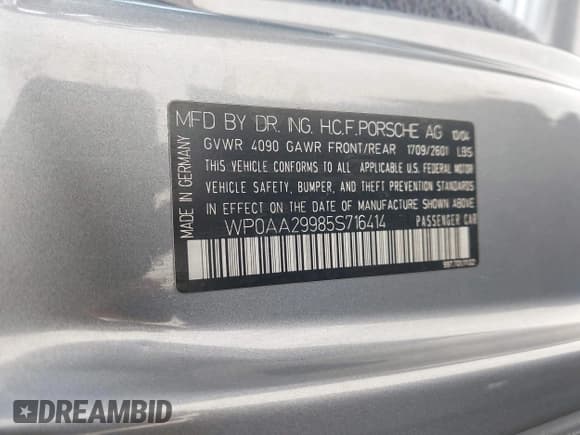 ✅ 2005 Porsche 911 Carrera 997 • VIN: WP0AA29985S716414 • Лот: 43106018. Опубликован ранее на IAAI с пробегом 117 101 миль. Бесплатный доступ к архиву аукционных продаж из США и подробный отчёт об истории автомобиля на DreamBid. Изображение 9.