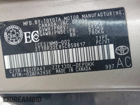 ✅ 2005 Toyota Corolla CE • VIN: 2T1BR32E85C859617 • Лот: 56148705. Опубликован ранее на Copart с пробегом 281 415 миль. Бесплатный доступ к архиву аукционных продаж из США и подробный отчёт об истории автомобиля на DreamBid. Изображение 12.