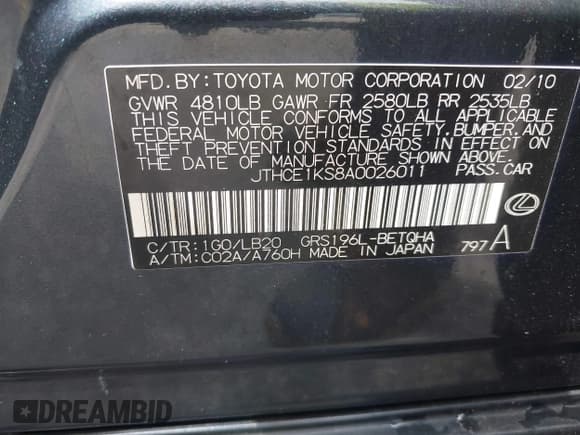 ✅ 2010 Lexus GS 350 • VIN: JTHCE1KS8A0026011 • Lot: 43197627. Wystawiony na IAAI z przebiegiem 231 379 mil. Bezpłatny archiwum sprzedaży aukcyjnych z USA i szczegółowy raport historii pojazdu na DreamBid. Zdjęcie 9.