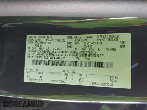 ✅ 2016 Ford F-150 XLT • VIN: 1FTEW1EG1GFD38952 • Lot: 43672491. Listed on IAAI with 108,894 mi. Free auction sales archive from the USA and detailed vehicle history report at DreamBid. Image 9.