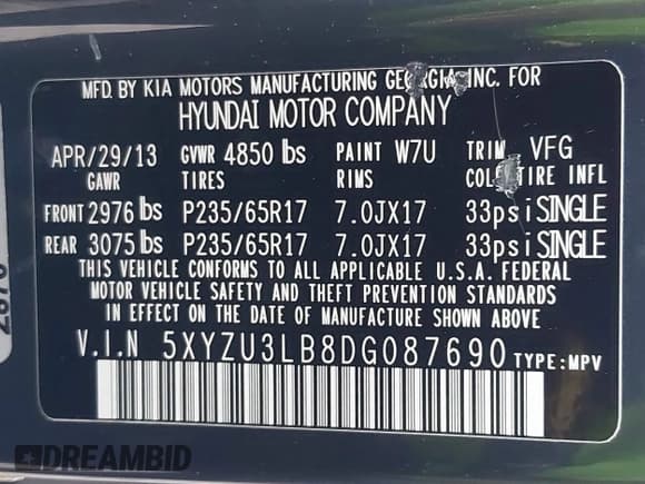 ✅ 2013 Hyundai Santa Fe Sport • VIN: 5XYZU3LB8DG087690 • Лот: 43492682. Опубликован ранее на IAAI с пробегом 124 249 миль. Бесплатный доступ к архиву аукционных продаж из США и подробный отчёт об истории автомобиля на DreamBid. Изображение 9.