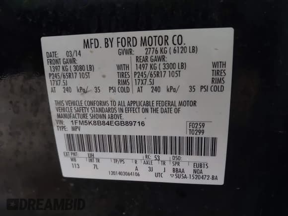 ✅ 2014 Ford Explorer • VIN: 1FM5K8B84EGB89716 • Лот: 42906844. Опубликован ранее на IAAI с пробегом 40 108 миль. Бесплатный доступ к архиву аукционных продаж из США и подробный отчёт об истории автомобиля на DreamBid. Изображение 9.