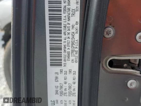 2010 Dodge 1500 ST with VIN 1D7RB1GP9AS154454, listed as a Copart auction lot 78296594 with 195,267 mi miles and Salvage title. Bid and sale history available at DreamBid. Image 13.