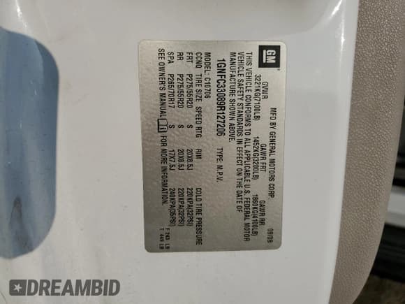 ✅ 2009 Chevrolet Tahoe LTZ • VIN: 1GNFC33089R127206 • Lot: 89912265. Wystawiony na Copart z przebiegiem 191 177 mil. Bezpłatny archiwum sprzedaży aukcyjnych z USA i szczegółowy raport historii pojazdu na DreamBid. Zdjęcie 13.