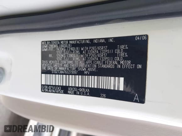 ✅ 2006 Toyota Sequoia Limited • VIN: 5TDZT38A76S279997 • Лот: 42050512. Опубликован ранее на IAAI с пробегом 200 230 миль. Бесплатный доступ к архиву аукционных продаж из США и подробный отчёт об истории автомобиля на DreamBid. Изображение 9.