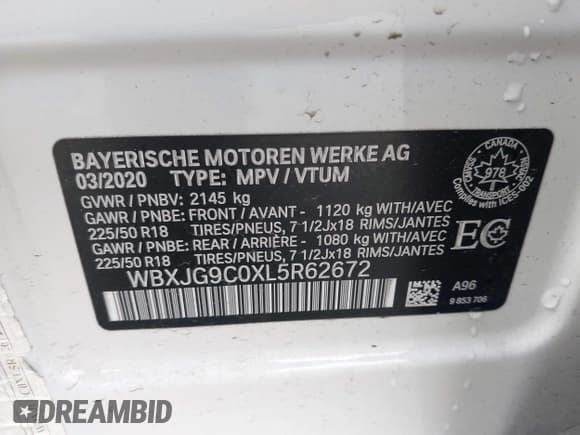 ✅ 2020 BMW X1 xDrive28i • VIN: WBXJG9C0XL5R62672 • Lot: 43520248. Wystawiony na IAAI z przebiegiem 56 392 mil. Bezpłatny archiwum sprzedaży aukcyjnych z USA i szczegółowy raport historii pojazdu na DreamBid. Zdjęcie 9.
