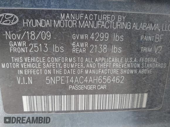 ✅ 2010 Hyundai Sonata GLS • VIN: 5NPET4AC4AH656462 • Лот: 41369580. Опубликован ранее на IAAI с пробегом 165 708 миль. Бесплатный доступ к архиву аукционных продаж из США и подробный отчёт об истории автомобиля на DreamBid. Изображение 9.