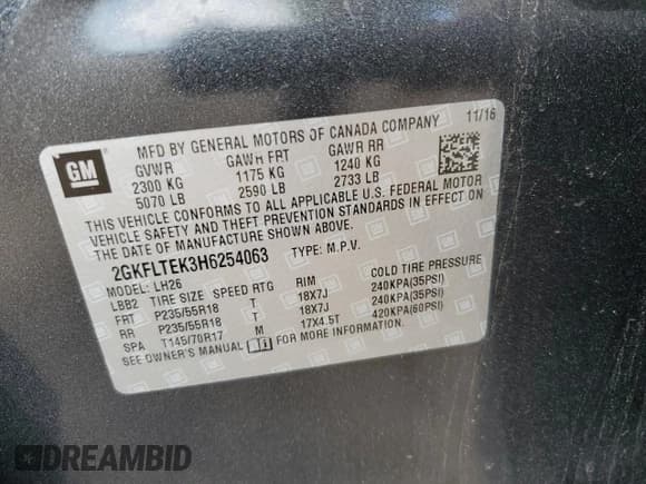 ✅ 2017 GMC Terrain SLE • VIN: 2GKFLTEK3H6254063 • Lot: 80130125. Listed on Copart with 172,208 mi. Free auction sales archive from the USA and detailed vehicle history report at DreamBid. Image 13.